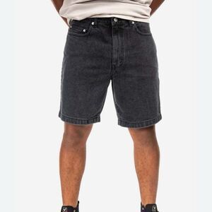 10” black washed denim jean shorts, size 34